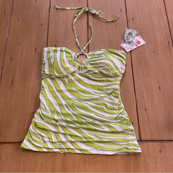 Michael Kors Women’s Tankini Printed O-Ring Halter Style Swimsuit Top New small - Picture 2 of 8